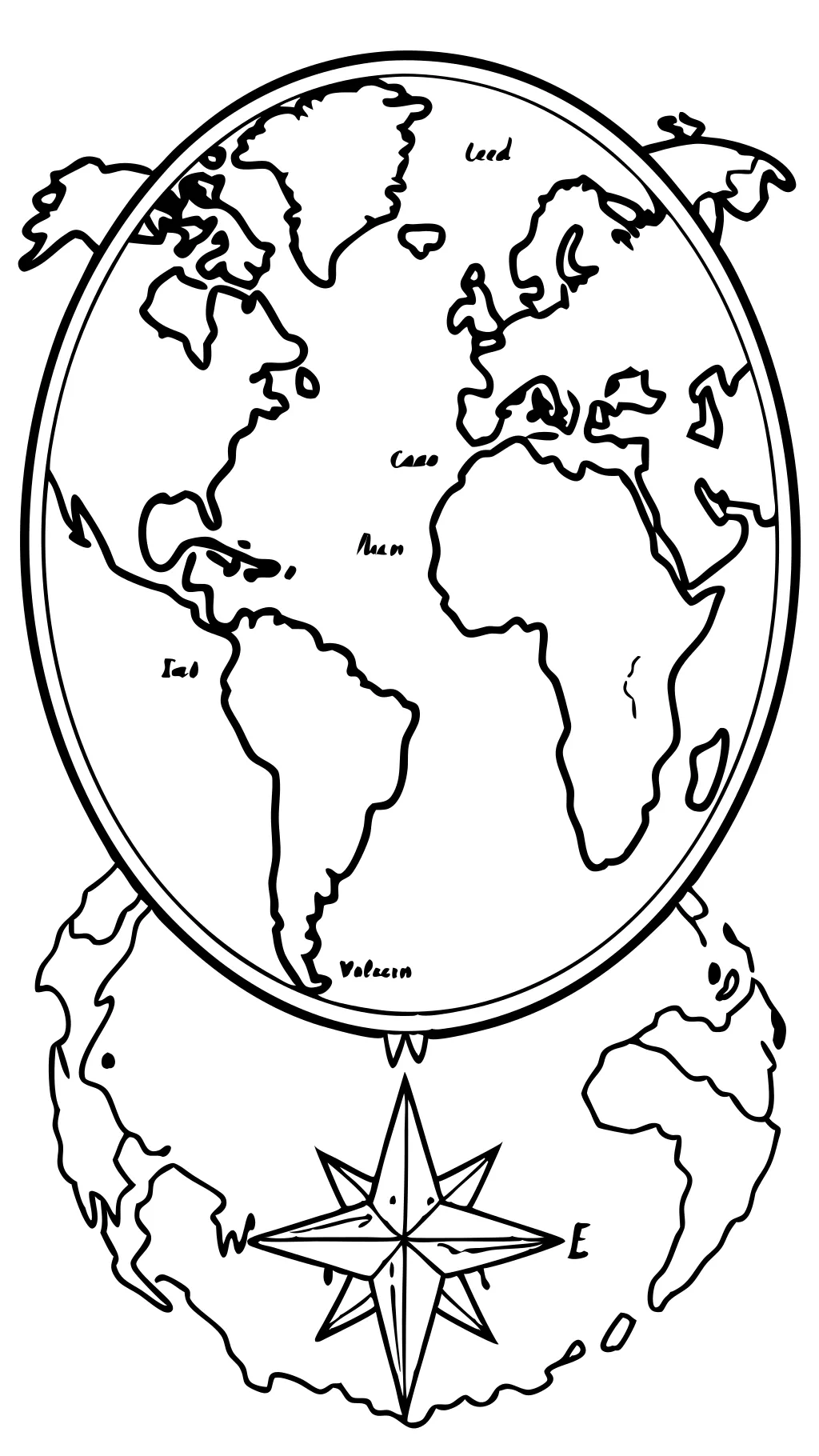 coloriage de carte du monde imprimable avec des pays étiquetés